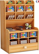Organisateur de bureau en bois, porte-stylos multifonctionnel, support de