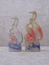 2 X Figurine En Porcelaine Design Groupe De Hérons Vintage Avec Effet Nacre