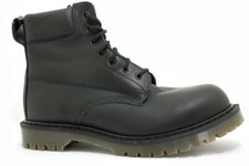 Solovair Fabriqué En Angleterre 7 Œil Embout Acier Rembourré Colla Bateau Noir