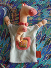 B9G / doudou plat marionnette girafe vert les loustics MOULIN ROTY