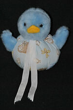 ?Peluche Doudou Poussin Canard Bleu NOUNOURS Boule Tissus Imprimé 14 Cm TTBE