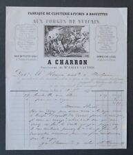 Facture 1875 AUX FORGES DE VULCAIN CHARRON PARIS belle entête illustrée 23