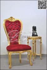 Fauteuil Trône Louis XV Baroque Chaise Love H 135 Or Velours Rouge AL08