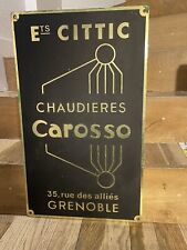 Plaque publicitaire ancienne Chaudières CAROSSO Grenoble (non émaillée)
