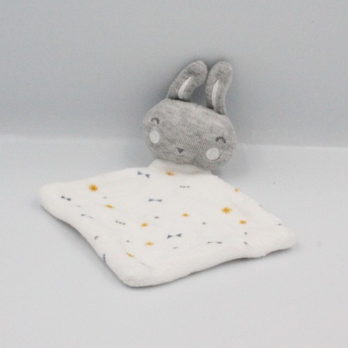 Doudou plat lapin - gris, blanc