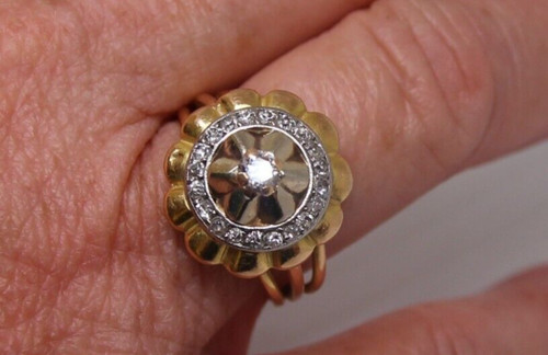 Bague diamants jaune 18 - , or