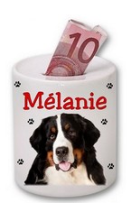 Tirelire bouvier bernois personnalisée avec prénom – Cadeau original