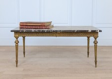 Table basse vintage en marbre et bronze, style Louis XVI