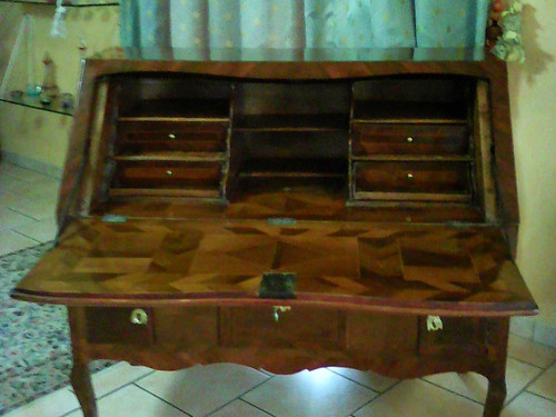 Bureau pente marqueté - pente,