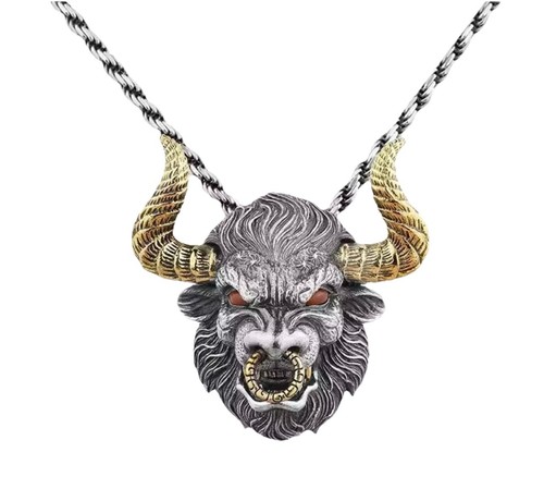 Pendentif punk rétro tête - pendentif,