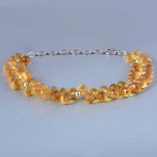 Thérapeutique Gemme Naturel Citrine Perlé 925 Argent Sterling Handmade Bracelet