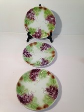 3 ANCIENNES ASSIETTES BARBOTINE RAISIN VIGNE   ONNAING SARREGUEMINES 27/09