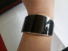 ck CALVIN KLEIN - bracelet manchette 17cm ACIER RIGIDE + PLASTIQUE NOIR unisex