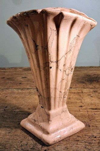 Vase faience rose imitation - en,
