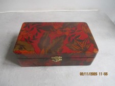 BOITE  A BIJOUX COFFRET BOIS LAQUE FLEURS VINTAGE ENVOI GRATUIT