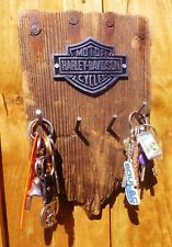 PORTE-CLÉS Mural HARLEY DAVIDSON Fabr. Artis. BAR & SHIELD Bois Flotté SBWS