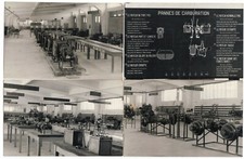 4 cartes photos atelier de mécanique camion auto moteur pont essieu batterie