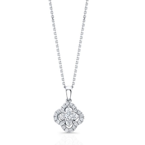 14k blanc diamant trèfle - or,