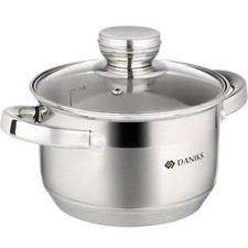 Standard Marmite Inox 16 cm 1.9 Litres Faitout avec Couvercle en Verre Tous F...