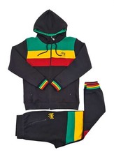 Time Is Money pour Hommes Rasta Survêtement – Sweat Capuche Fermeture Éclair &