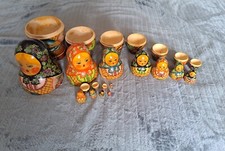 Floral And Fish Nesting Doll 11pcs 20cm, Russian Art Matryoshka By Kotov V.Y.