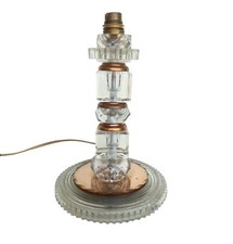 MAGNIFIQUE PIED LAMPE EN VERRE ET CUIVRE ART DECO MODERNISTE BAUHAUS DLG ADNET