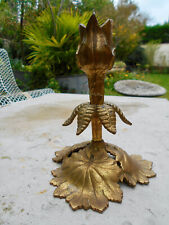 Ancien bougeoir en bronze doré Art Nouveau 1900 Décor végétal floral