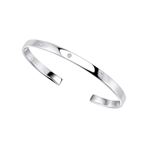Zircon bracelet torque - zircon, argent