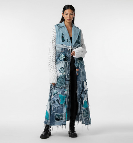 Manteau long upcyclé crop - manteau,