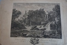 Joseph VERNET (1714-1789) GRAVURE XIX° PAYSAGE VUE SPOLETE ITALIE PEROUSE RUINE