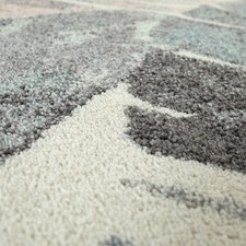 Tapis De Salon À Poils Ras Vintage Aspect 3D Motif Floral Moderne Vert