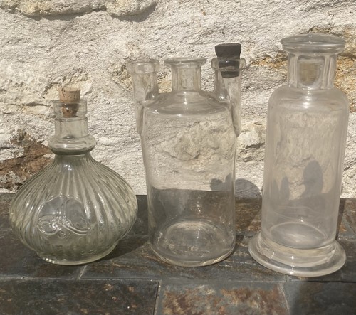 Lot flacons verre anciens - flacons,