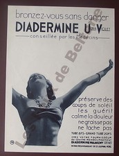 Publicité ancienne Diadermine UV  1934  advert