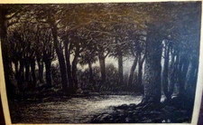 très beau dessin ancien  à la pierre noire  signé sous-bois XIX°