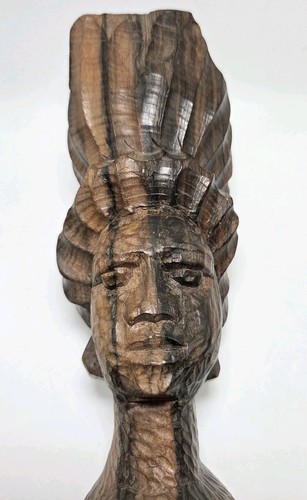 Carved hard wood woman - wood, head