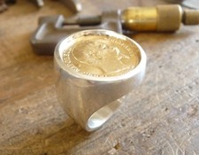 Chevalière argent ronde avec