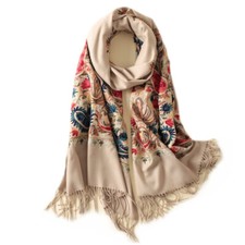 Grand Châle brodé Beige