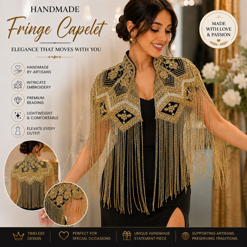 Gold sequin beaded fringed - sequin,