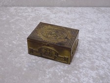Boîte En Laiton Antique Intérieure En Bois - Putti Amoretten - Vintage