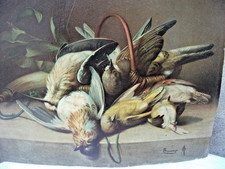 Nature morte  chromolithographie signée Sauvage 41 X 31 cm