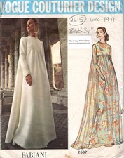 Patron De Couture VOGUE Vintage De 1971 B34in Robe De Soirée (2415) Fabiani 2537
