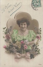 CP A VOUS DE TOUT COEUR FEMME COLLIER PERLES FLEURS - 96633