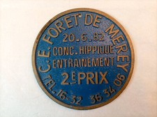 FORÊT DE MEREY Eure 1982 - Plaque de concours hippique en fonte d'aluminium