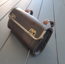 Ancienne sacoche / trousse à outils vélo cuir marron long 17,5 cm - 1900 vintage