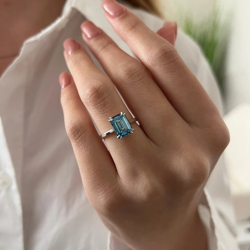 Bague diamant bleu - , carats
