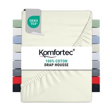 Drap Housse Lit 140x200 cm - Jersey 100 Coton 135g/m² - Certifié Oeko-Tex - B...