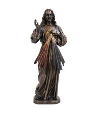 Miséricorde Divine Jésus Statue 21cm Résine Finition Bronze Fabriqué en Italie