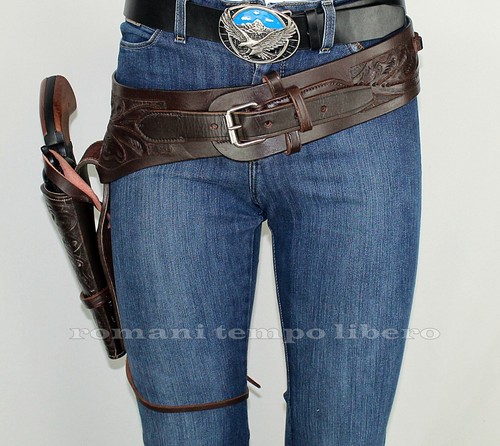 Ceinture western cuir tricoté - ceinture,