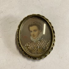 Camee Broche Ancienne Femme En Portrait Signé