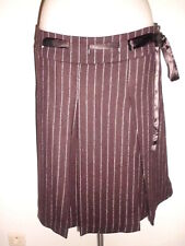 JUPE EVASE MARQUE DEPT 65% MARRON AF INE LIGNE BEIGE ET CEINTURE SATINER T:M